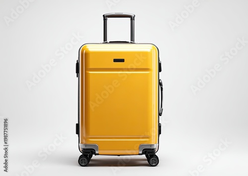Bright yellow hardside rolling suitcase with telescopic handle and wheels