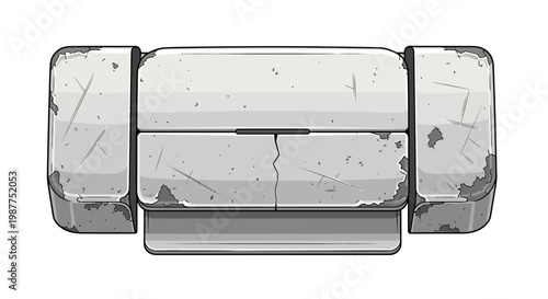 Stone Steps, Ancient Architecture, Textured Surface, Isolated On White