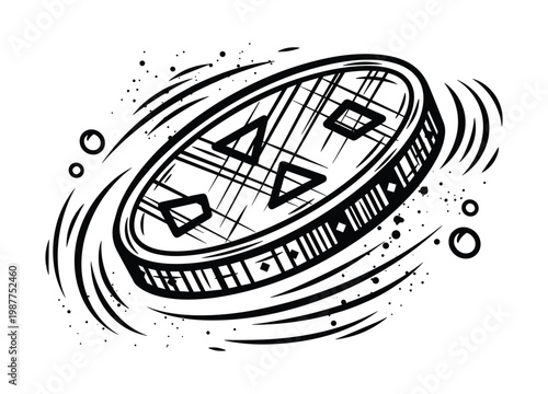 Illustration of spinning traditional dreidel, a jewish gambling game during hanukkah.