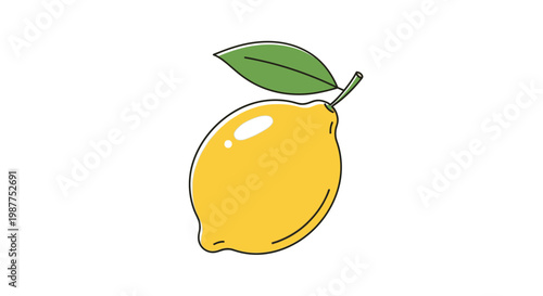 Fresh Lemon Fruit With Green Leaf.