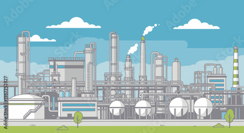 Industrial factory with smokestacks and tanks 1.