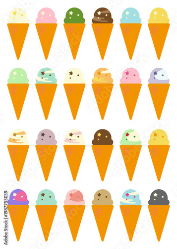 アイスクリームのイラストセット（ベクター）