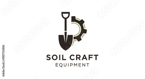 Shovel and gear equipment logo symbol.