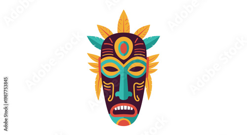 Vibrant tribal mask with colorful design.
