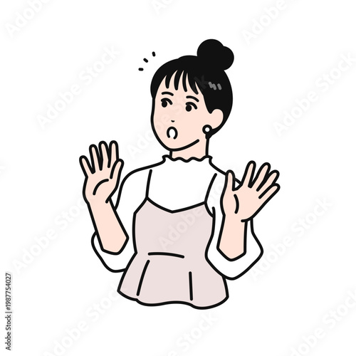 驚くまとめ髪の若い女性のシンプルなベクターイラスト素材