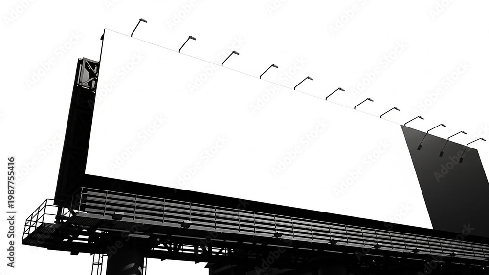 Obraz premium Blank Billboard with Lights and Industrial Structure