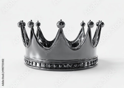 Gleaming metallic crown with ornate decorative band on white background