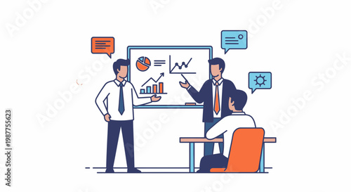 Businessman pointing at whiteboard graph.