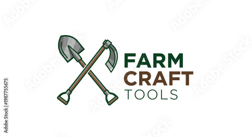 Farm tools crossed hammer axe logo.