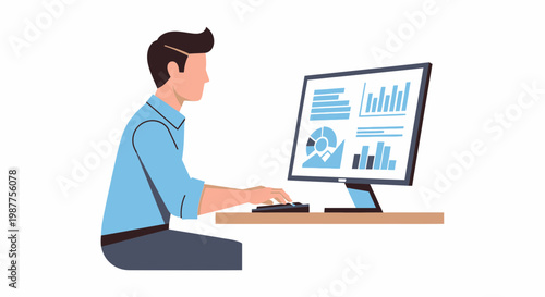 Man sitting at computer desk working.