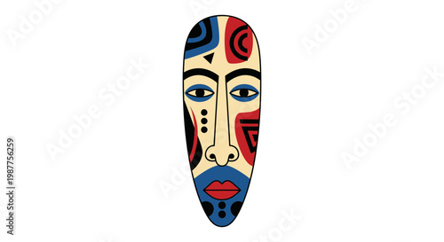Vibrant colorful face mask design art.