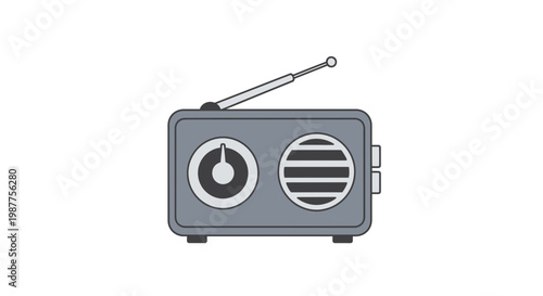 Vintage Grey Radio Device Closeup.