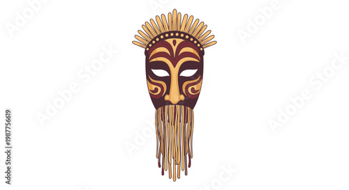 Vibrant Tribal Mask with Fringe.
