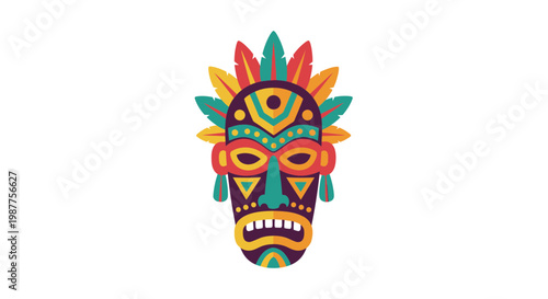 Vibrant Tribal Mask Design Closeup.