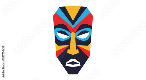 Vibrant Tribal Mask Face Closeup.