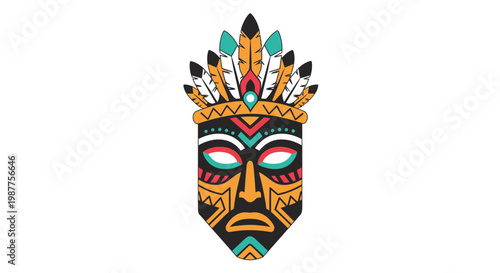 Vibrant Tribal Mask Face Design.