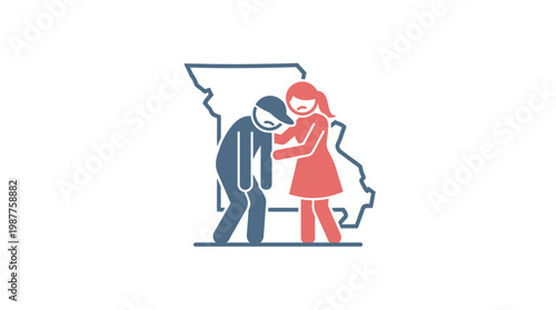 Woman Comforting Man with Missouri State Outline