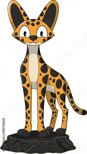 Cartoon spotted jungle cat vector illustration