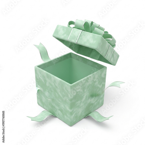Decorative Green Present Box Open Lid 3D Design