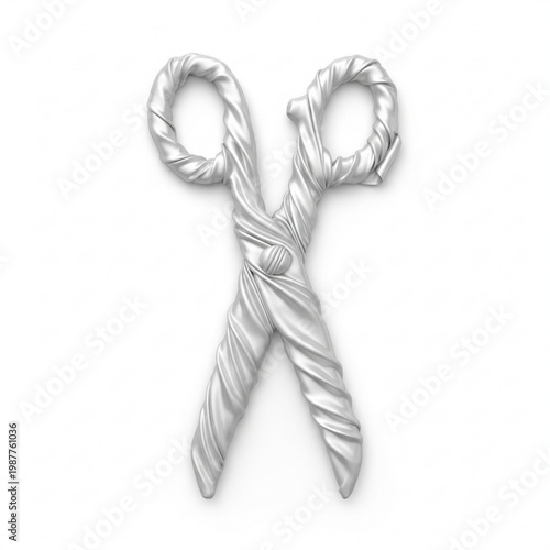 Twisted Metallic Scissors Surreal 3D Object