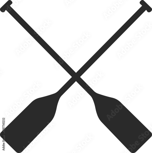Canoe Set Silhouette, kayaking boat Vector Illustration, paddles silhouettes isolated on a white background