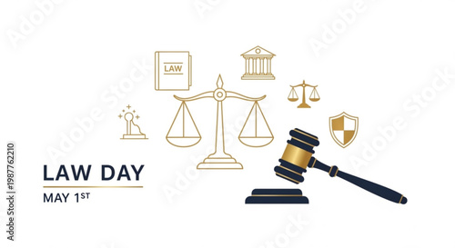 Law day may 1st legal icons and symbols illustration