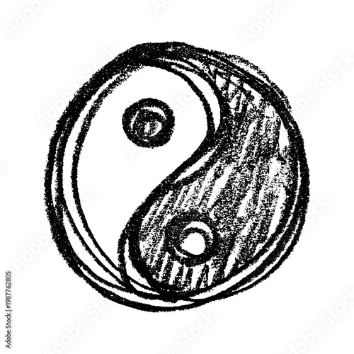 Hand drawn yin yang symbol Zen and Tao Harmony and balance Black and white yin and yang sign Taichi, Taoism, Buddhism, Japan, Chinese, Asian, yoga, meditation, karma, peace, dualism