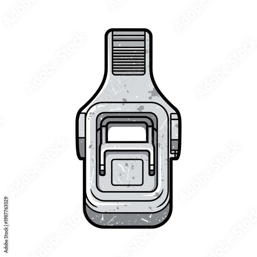 Retro futuristic gadget, vintage tech, abstract science fiction device, white background
