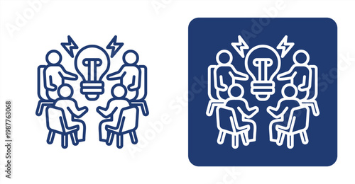 Brainstorming icon, with contrast background.