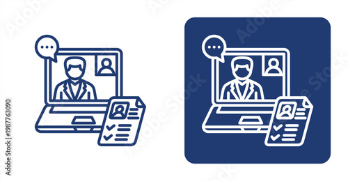 Online Interview icon, with contrast background.
