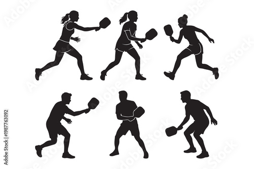 pickle ball athlete pose silhouette