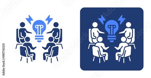 Brainstorming icon, with contrast background.