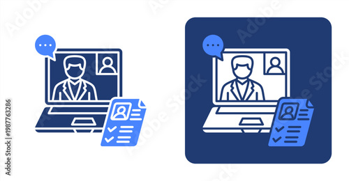 Online Interview icon, with contrast background.
