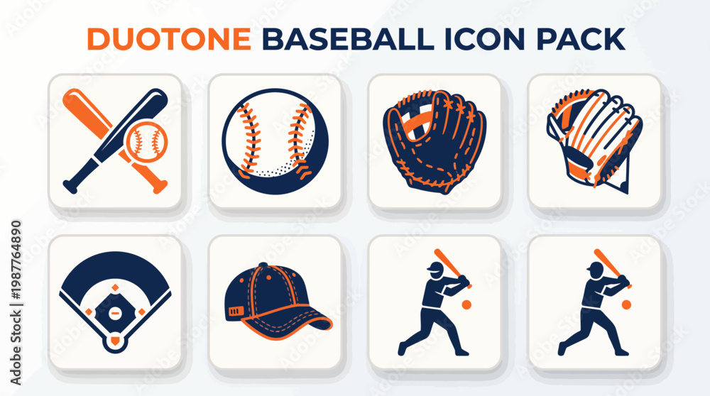 Fototapeta premium A clean set of modern vector icons base ball in a simple round design style