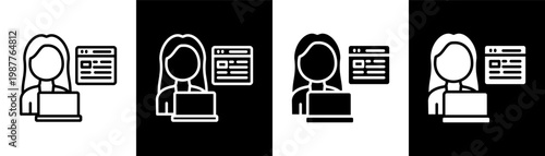 blogger white icon set design