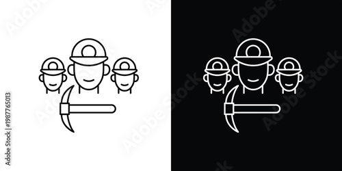 Single icon of group of Miners with Pickaxe - Teamwork and Extraction Concept