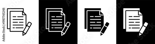 writing white icon set design