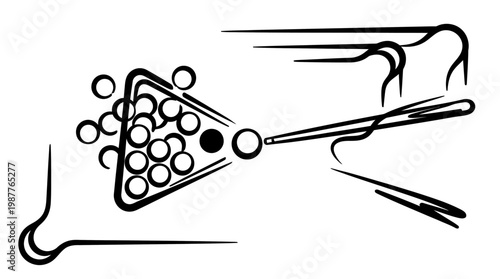 Minimalist Pool Game Icon in Black and White