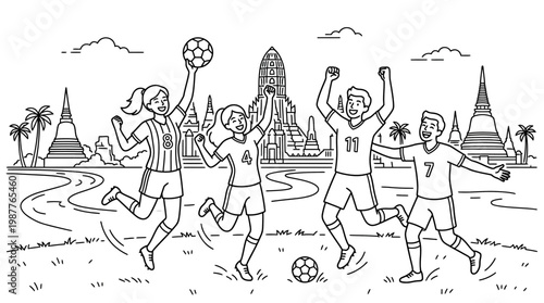 Soccer Players Celebrating in Thailand