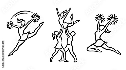 Cheerleading Silhouettes in Action