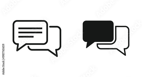 Minimalist speech bubble icon set for digital communication, customer support chat, and social media messaging interface design