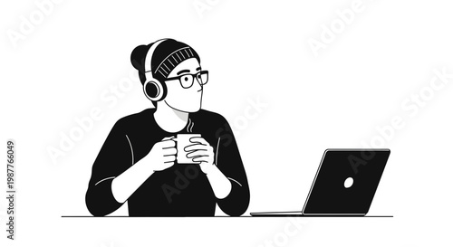 A remote professional enjoys a coffee break, relaxing away from the screen