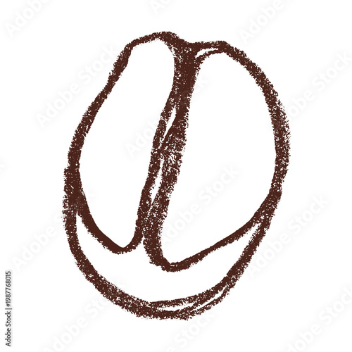 Hand drawn fresh roasted coffee bean Arabica robusta seed doodle Single element for print, web, design, decor