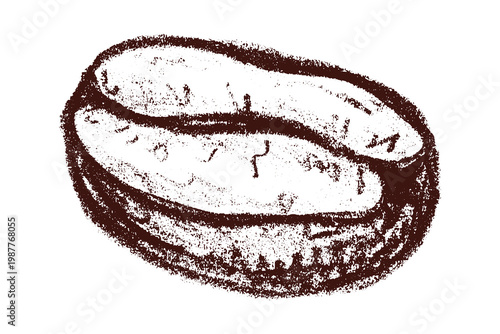 Hand drawn fresh roasted coffee bean Arabica robusta seed doodle Single element for print, web, design, decor
