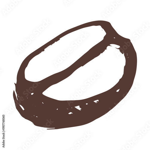 Hand drawn fresh roasted coffee bean Arabica robusta seed doodle Single element for print, web, design, decor