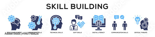 Fotografija Glyphcolor - Skill Building web banner icon vector illustration concept