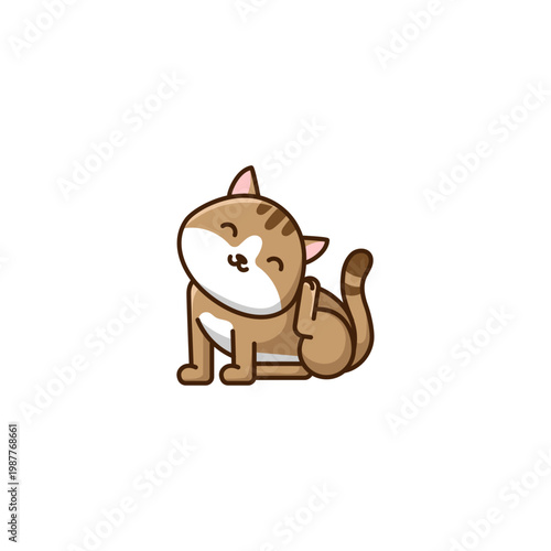 Cute Cat Scratching Its Head Illustration