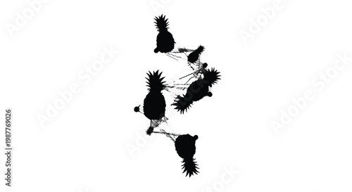 Pineapples arranged in a circular formation appear as black silhouettes against a clean white background.