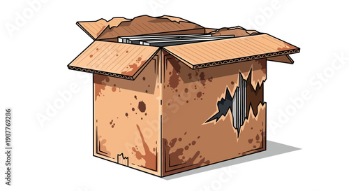 Damaged Cardboard Box with Contents Visible