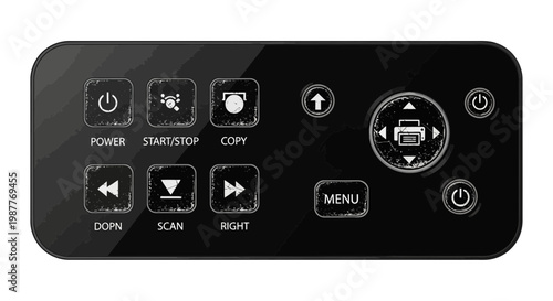Modern black multifunction printer control panel with illuminated buttons